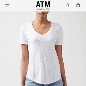 ATM Anthony Thomas Melillo Slub Jersey Classic V-Neck Tee - White